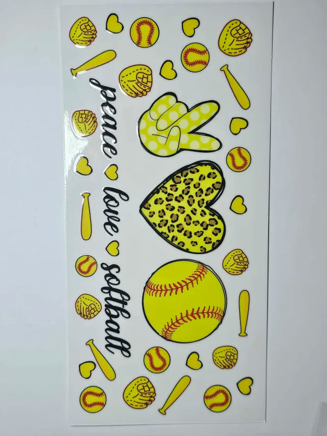 Peace Love Softball Decal