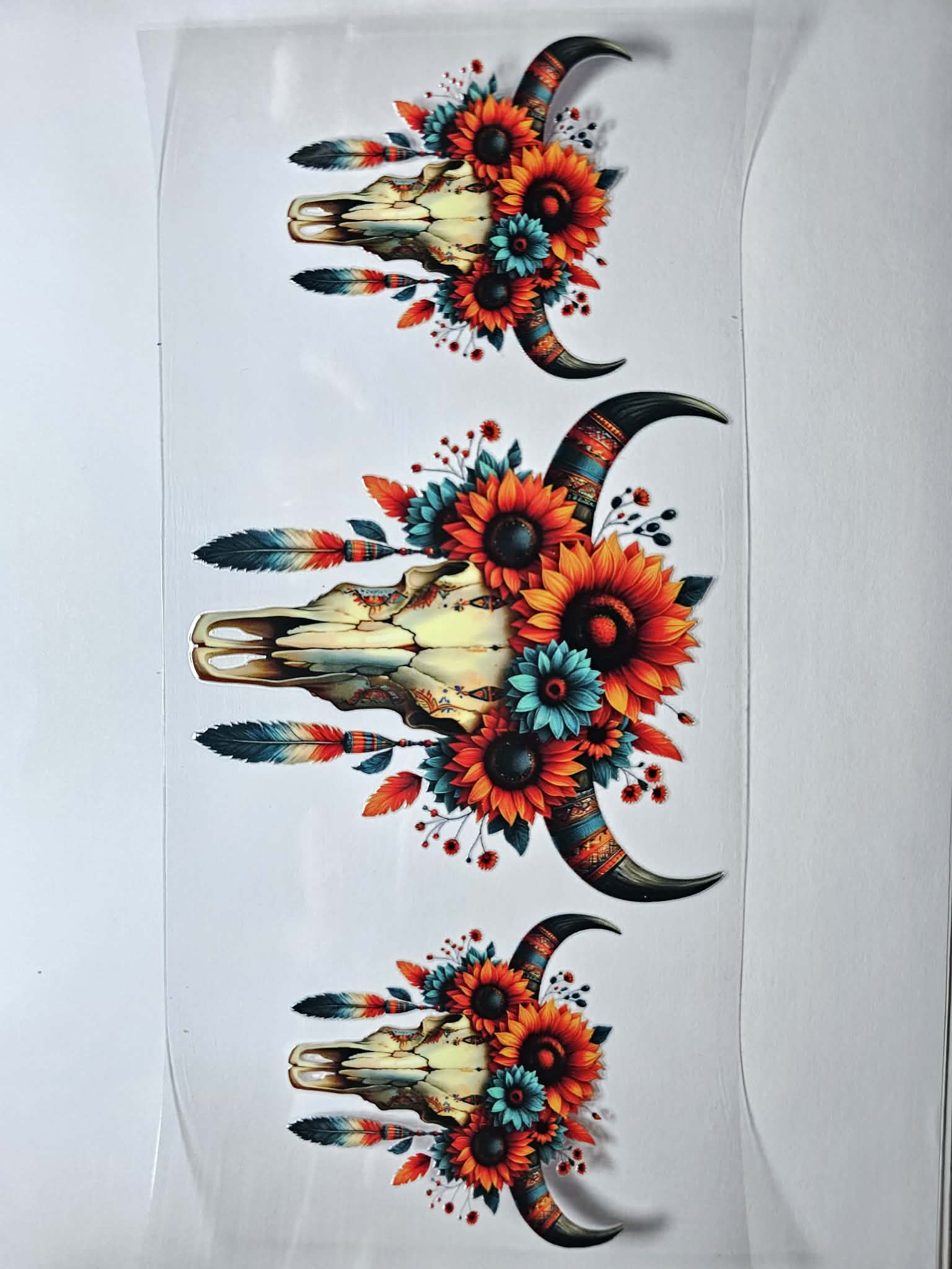 floral cow skull decal