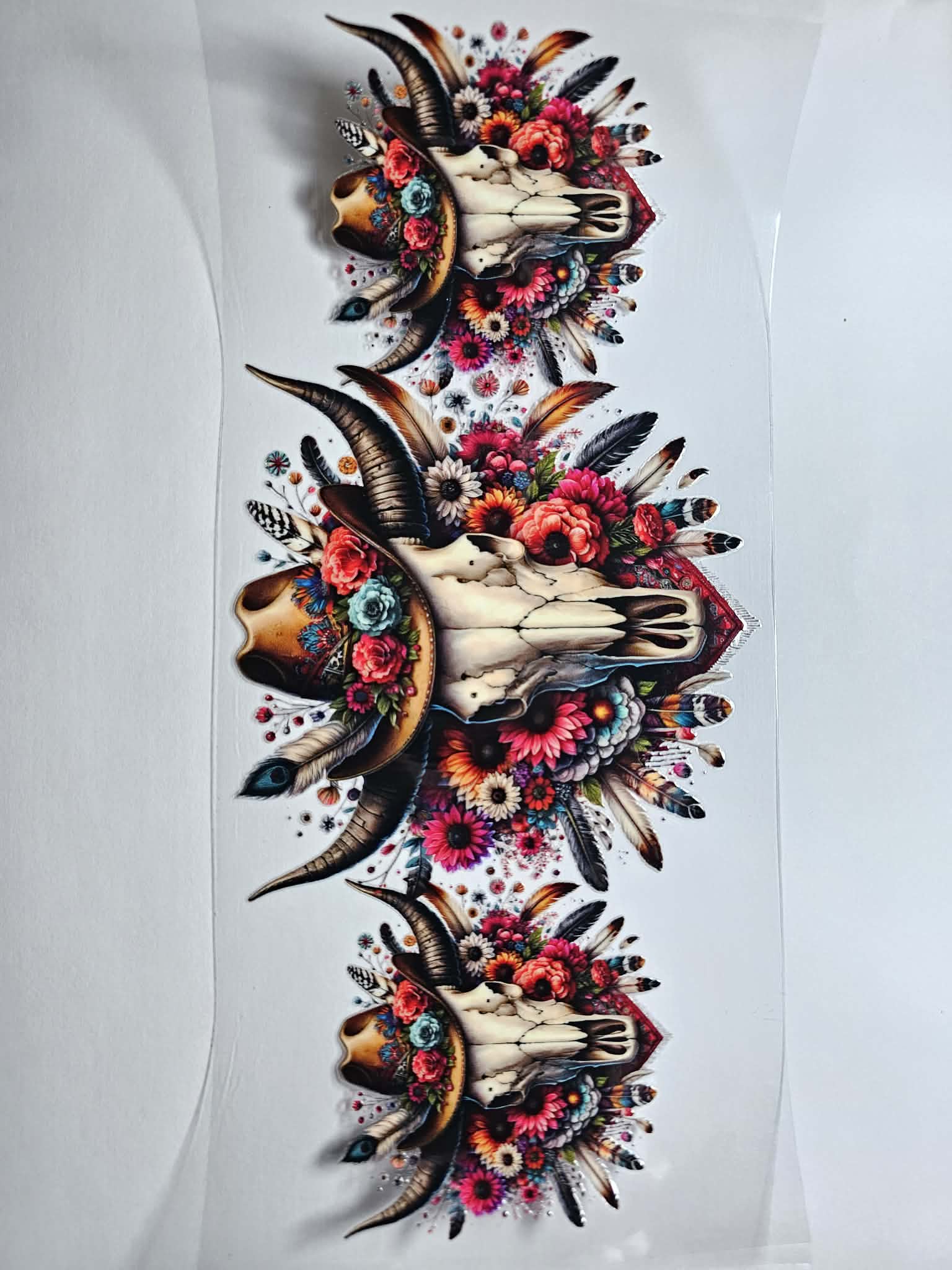 floral cow skull decal