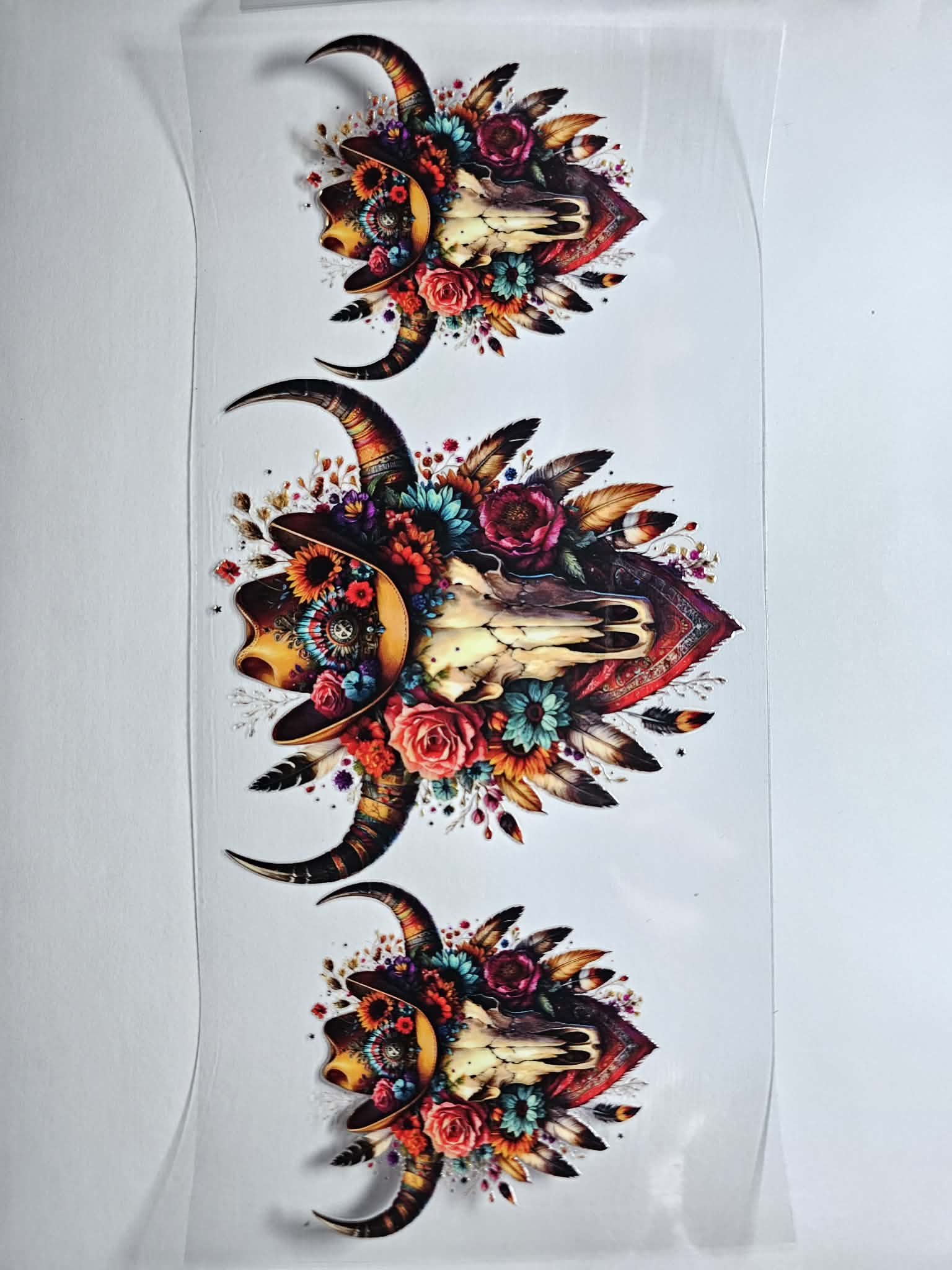 floral cow skull decal