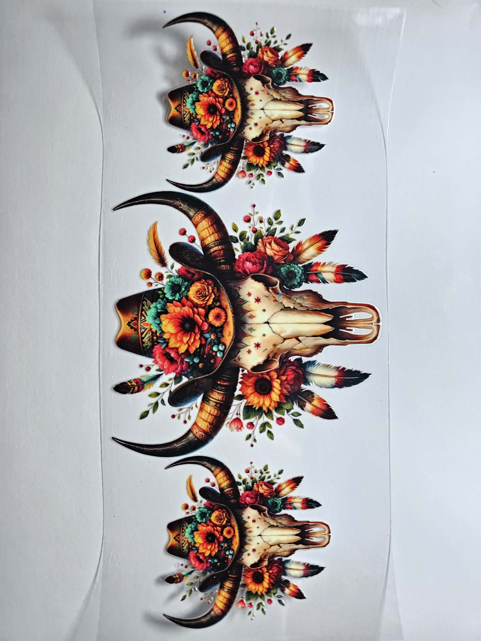 floral cow skull decal