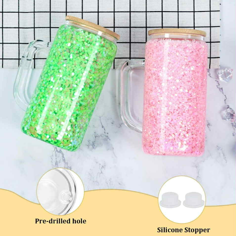 16oz Snowglobe Glass Mug Tumbler