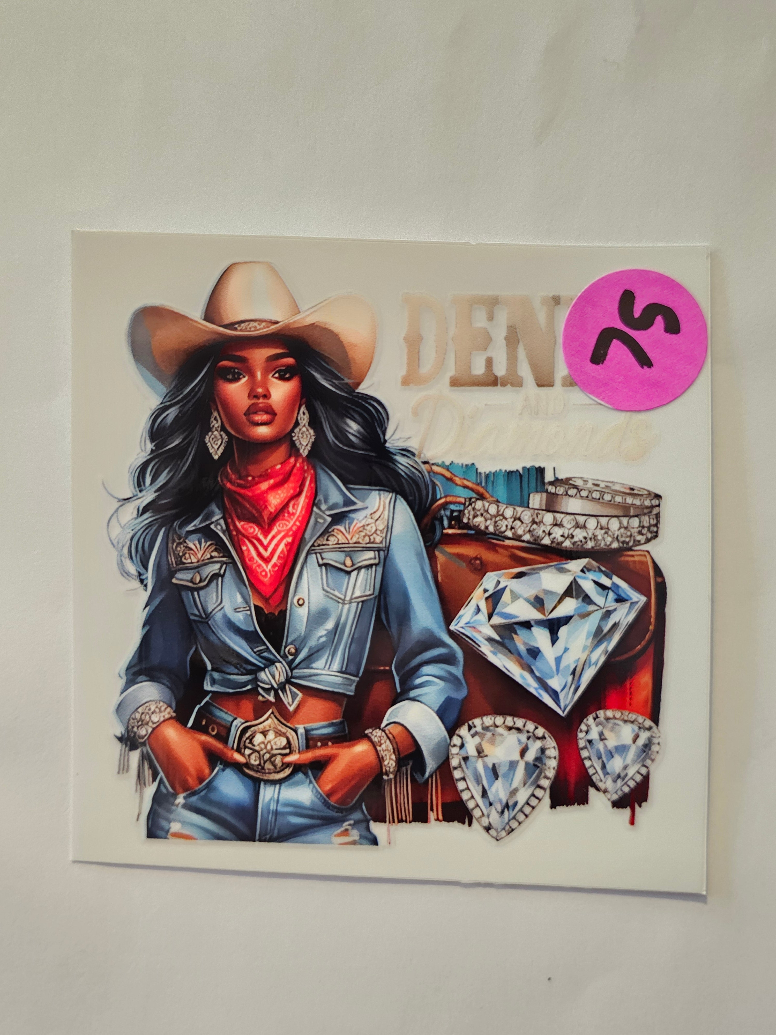 Denim and Diamond Cowgirl Decal 75