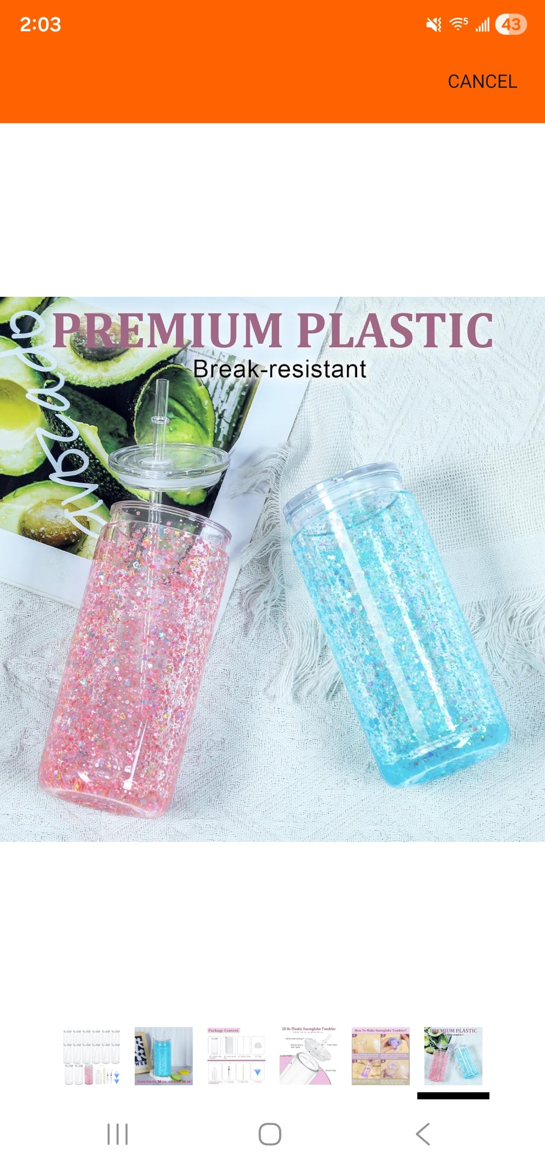 20oz Clear Snow Globe Tumbler