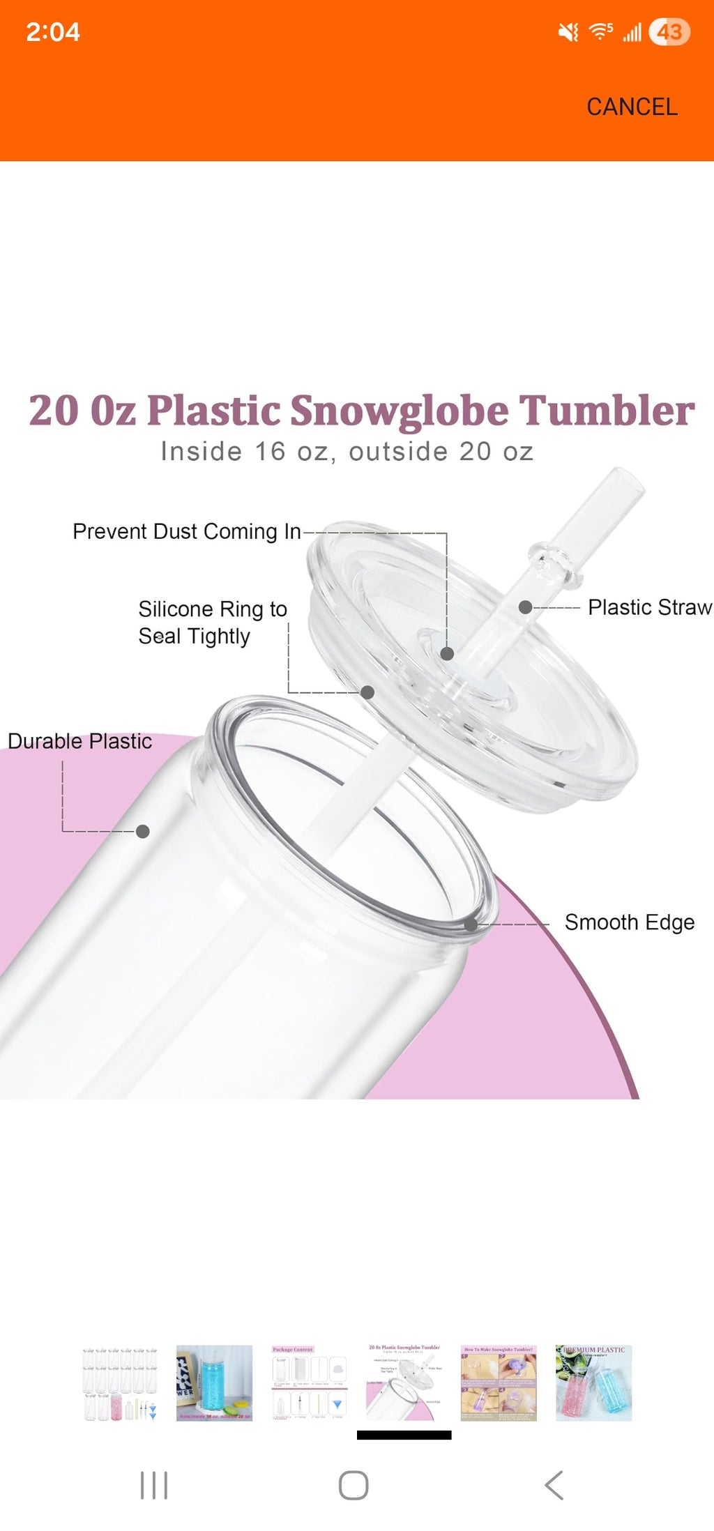 20oz Clear Snow Globe Tumbler